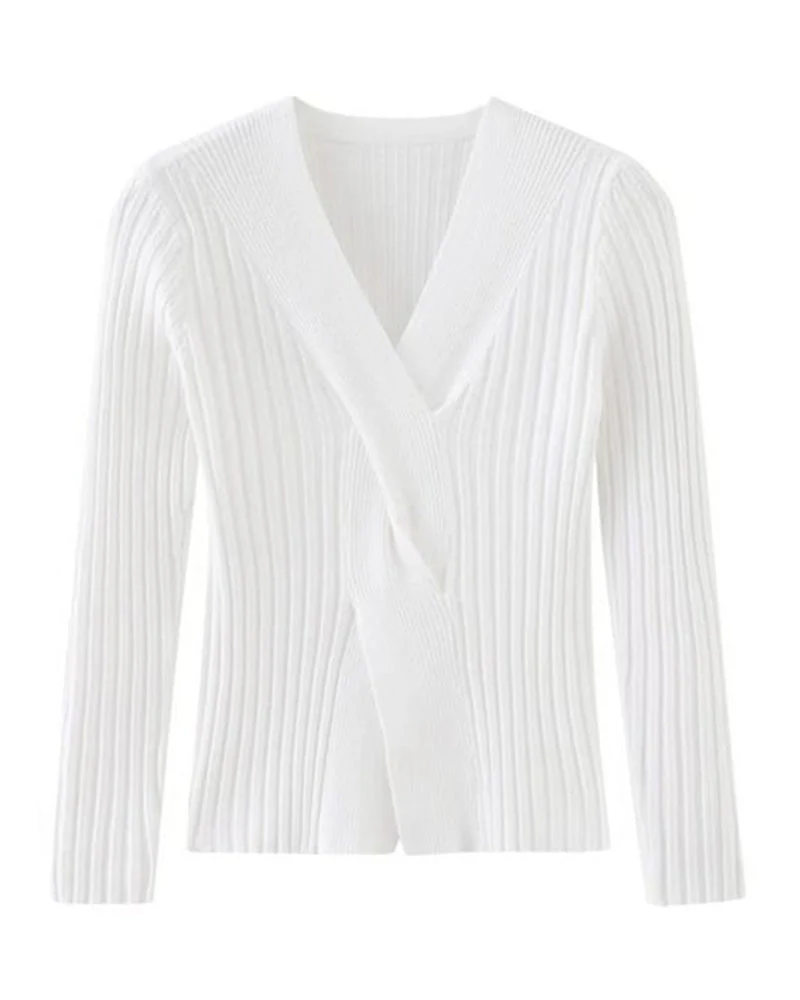 Cozy Twist Front Ribbed Knit Sweater