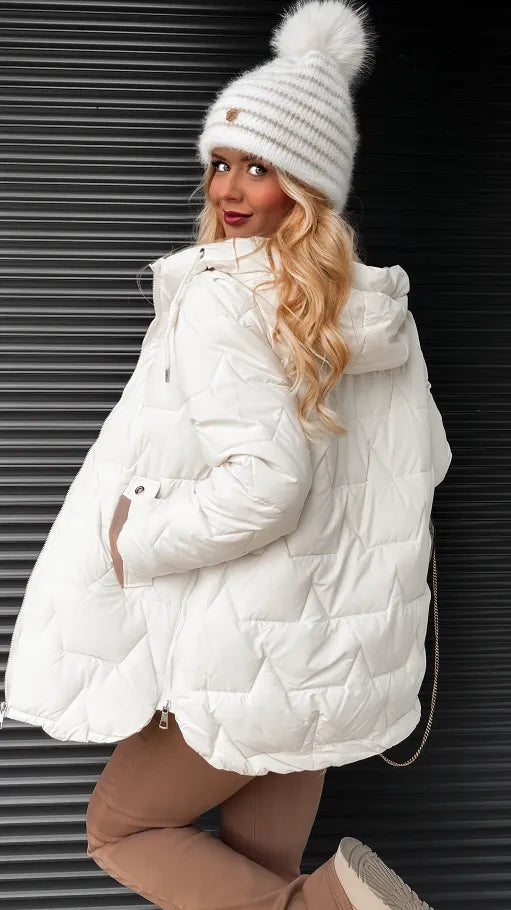 Cozy Quilted Jacket with Hood and Zipper Accents