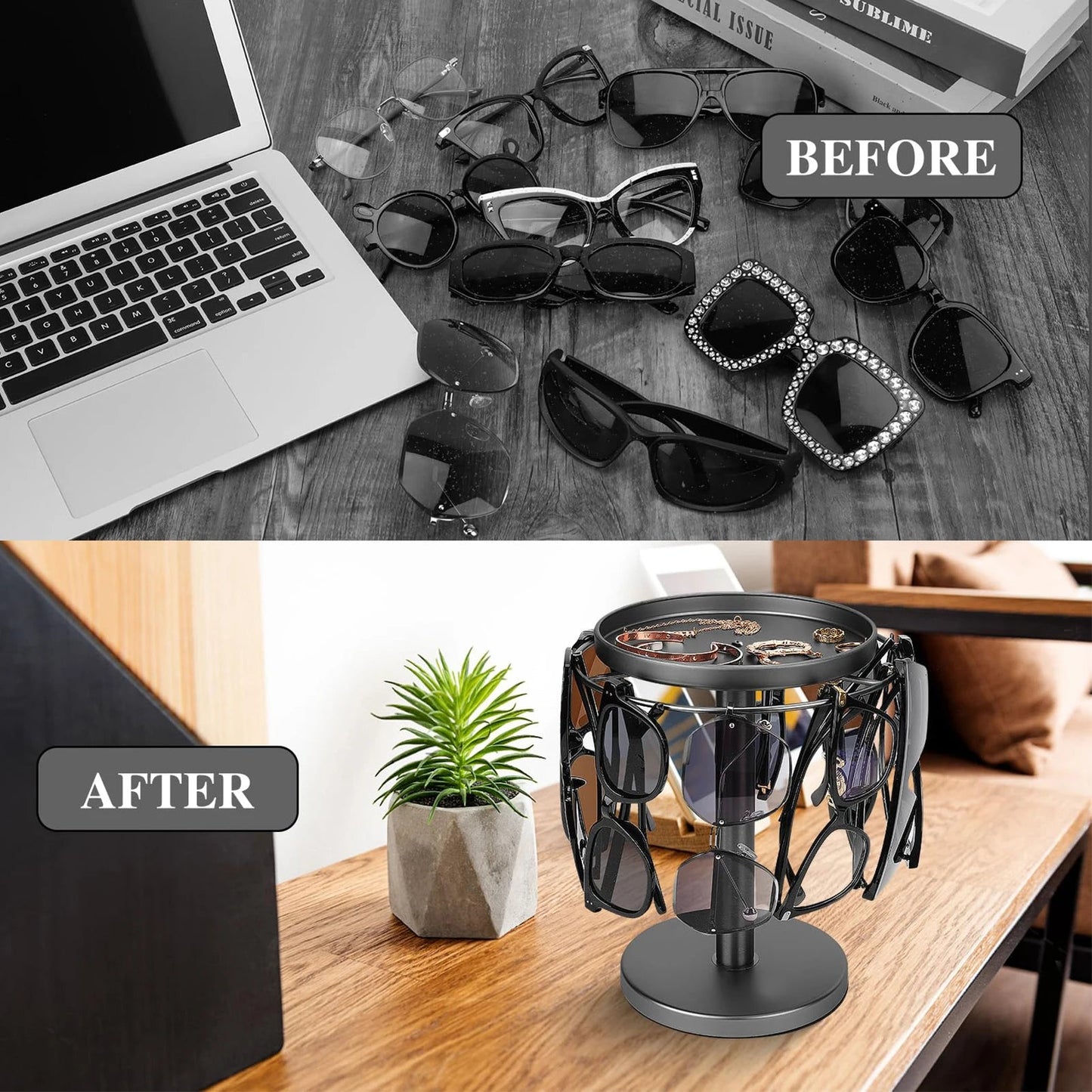 Rotating Sunglasses Organizer Stand