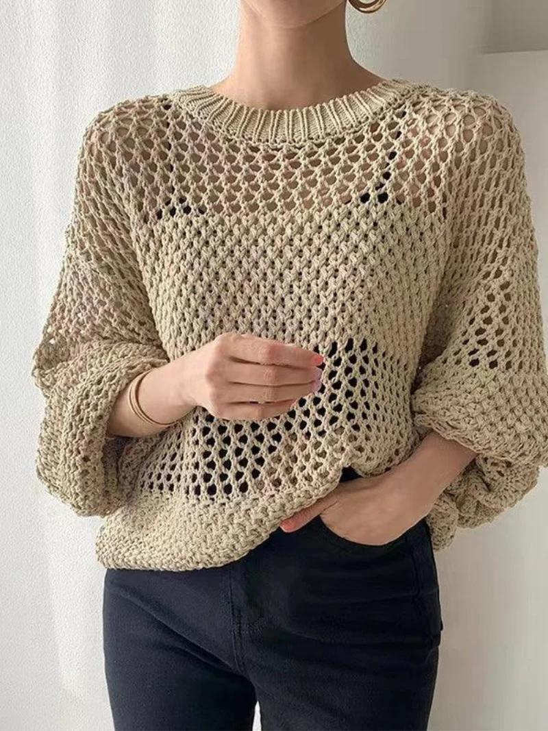 Lightweight Open Knit Crochet Sweater for Women