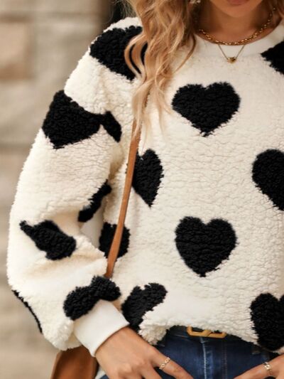 Cozy Heart Pattern Knit Sweater