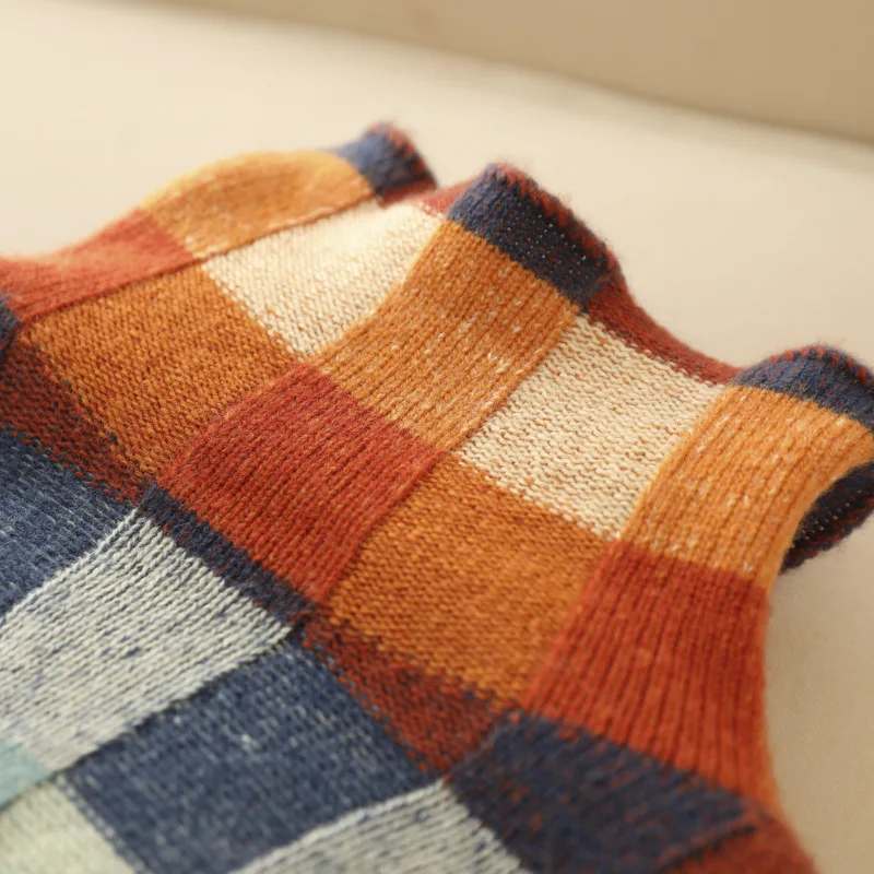 Cozy Colorblock Check Sweater for Everyday Style