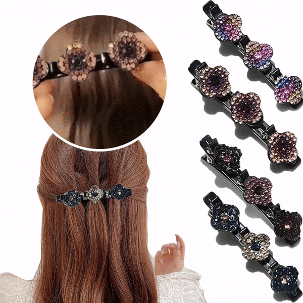 Sparkling Crystal Braided Hair Clips Set