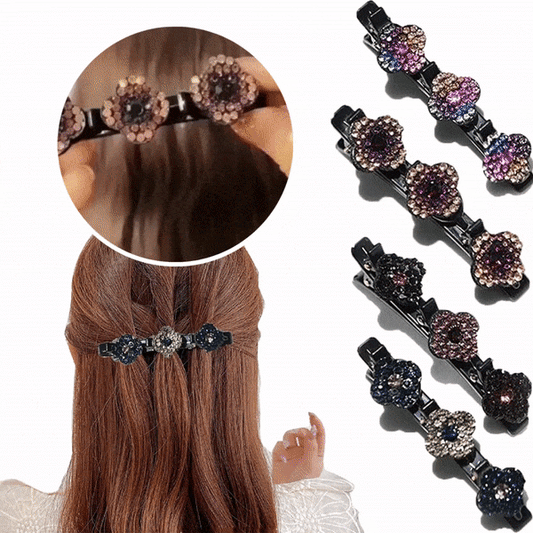 Sparkling Crystal Braided Hair Clips Set