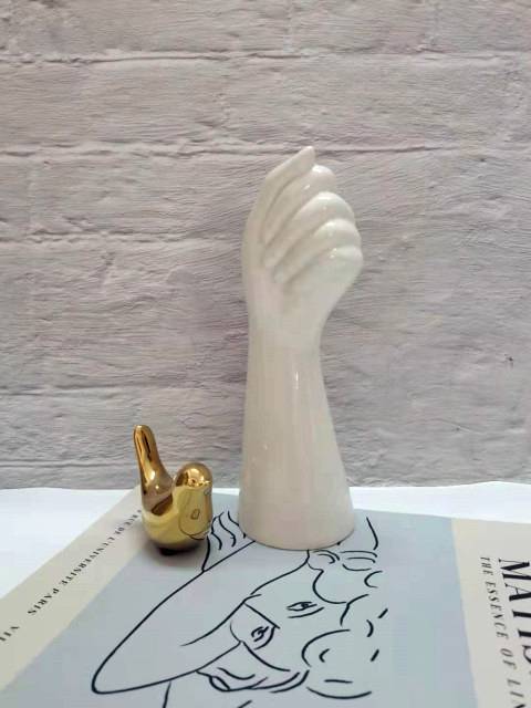 Glossy Ceramic Hand-Shaped Vase Artistic Home Decor Accent