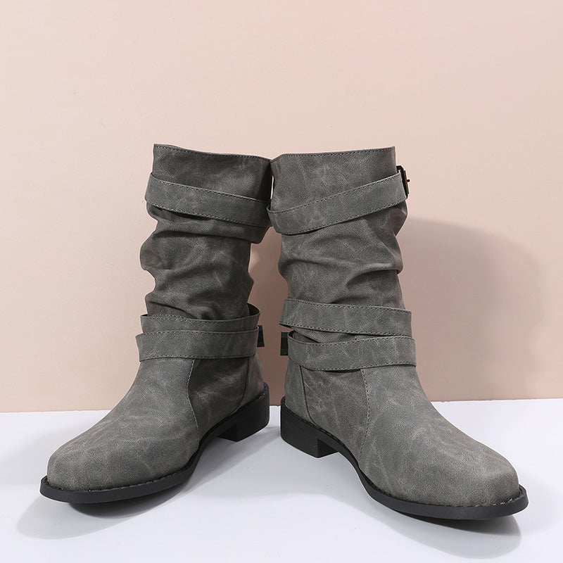 Chic Leather Ankle Boots with Buckle Detail