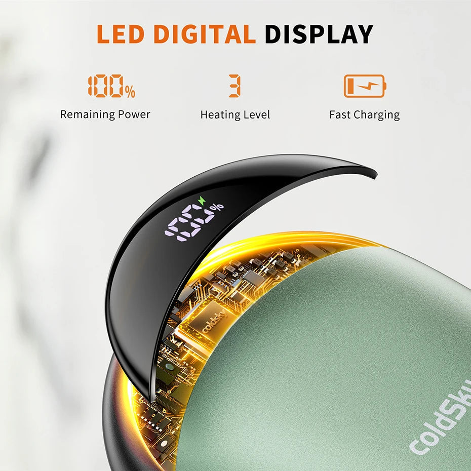 coldSky™ 2-in-1 Rechargeable Magnetic Hand Warmers with Digital Display