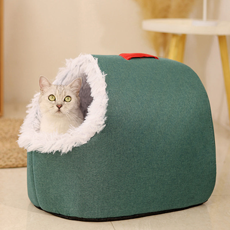 Cozy Winter Pet Cave Bed for Small Dogs and Cats