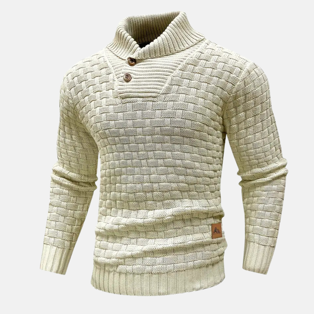Mens Slim Fit Textured Knit Shawl Collar Sweater