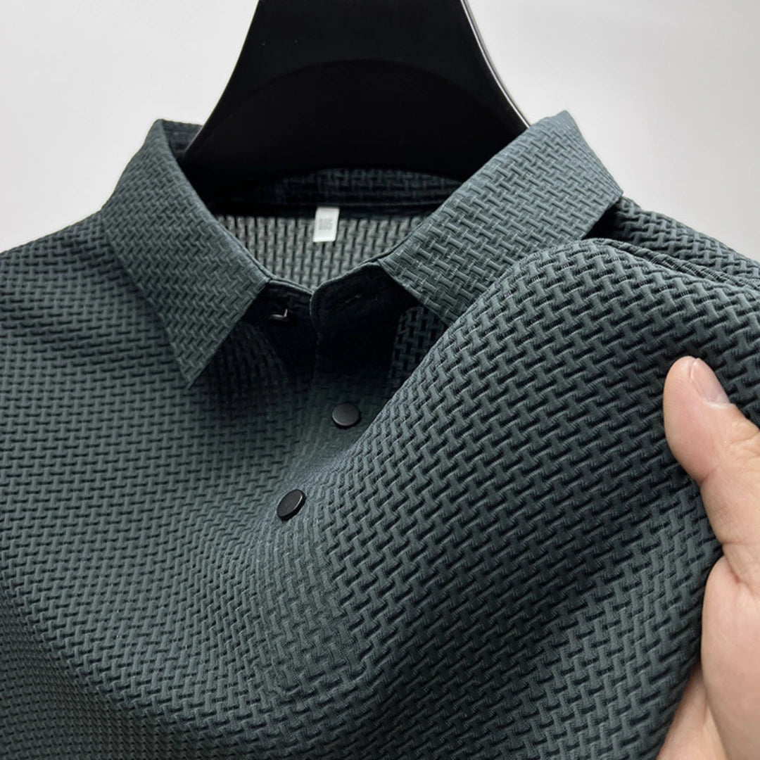 Lightweight Waffle Knit Polo Shirt