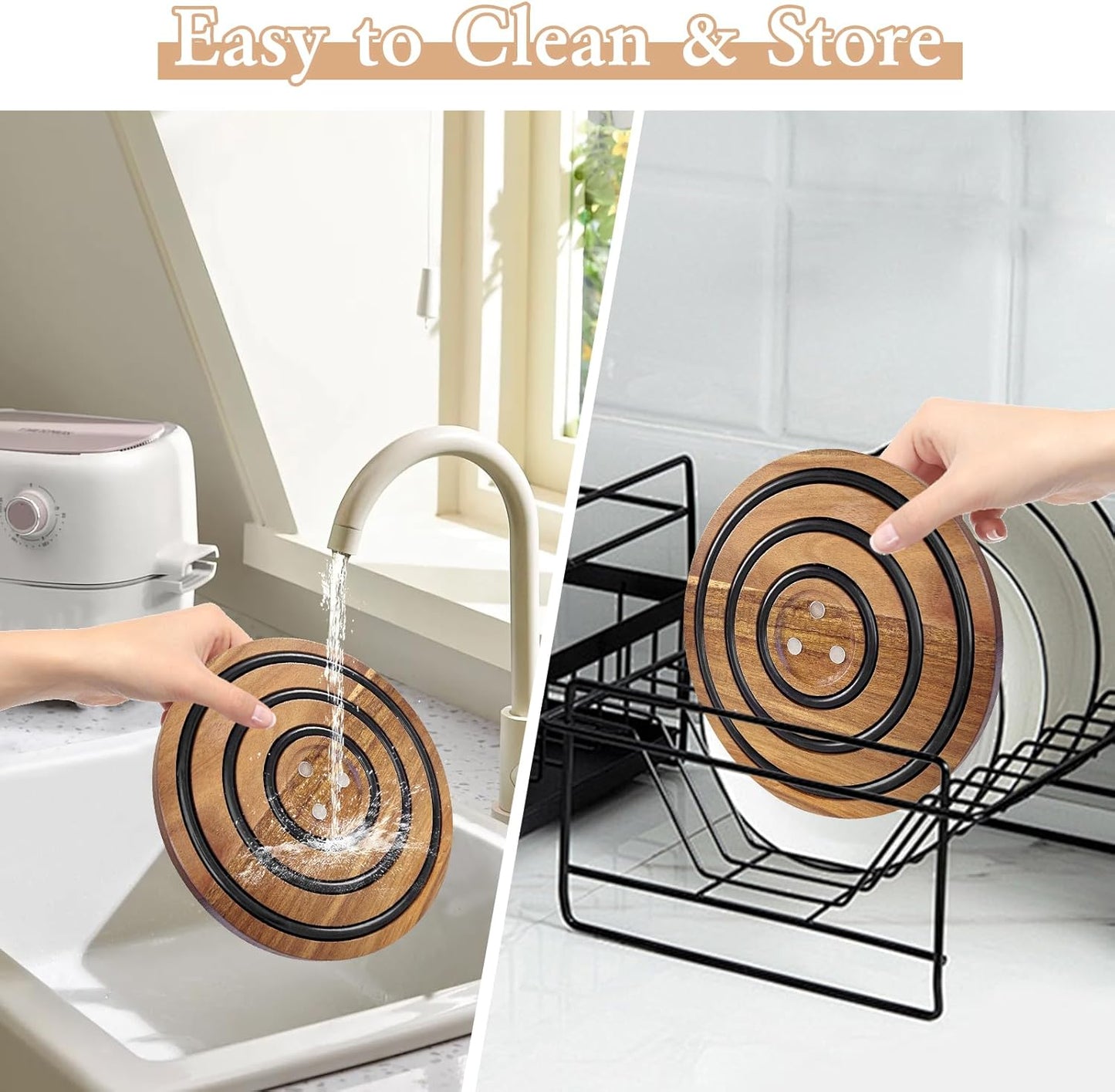 MagniWood™ - Magnetic Wooden Coasters for Stylish Home Decor