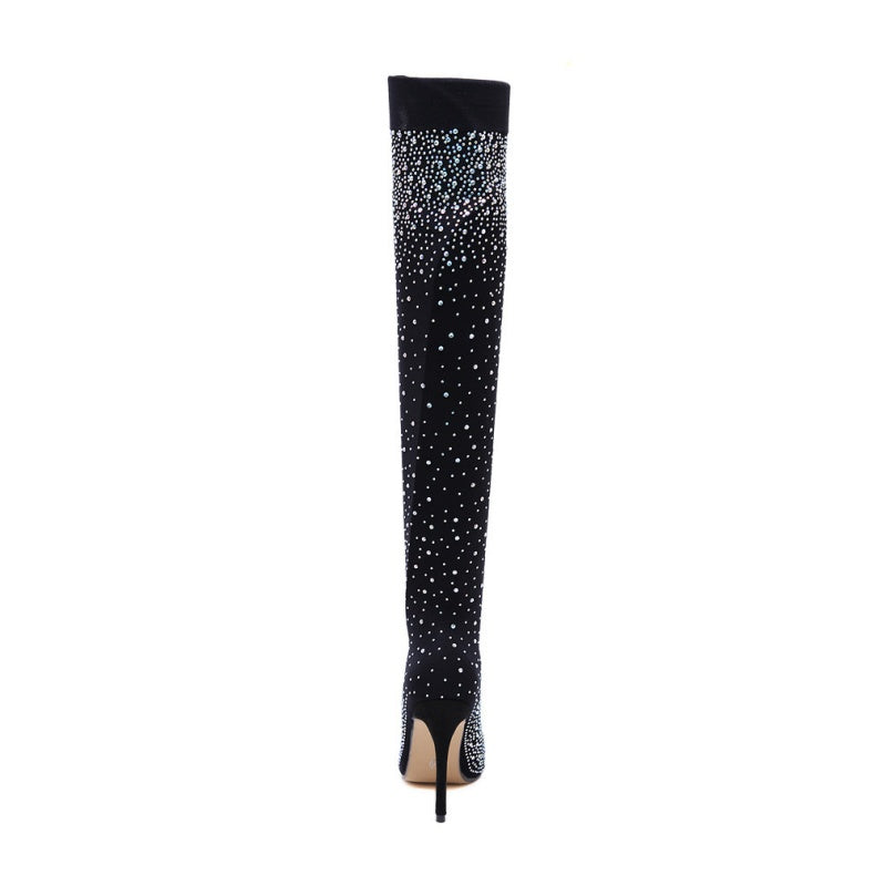 Sparkly Faux Diamond Over-the-Knee Boots
