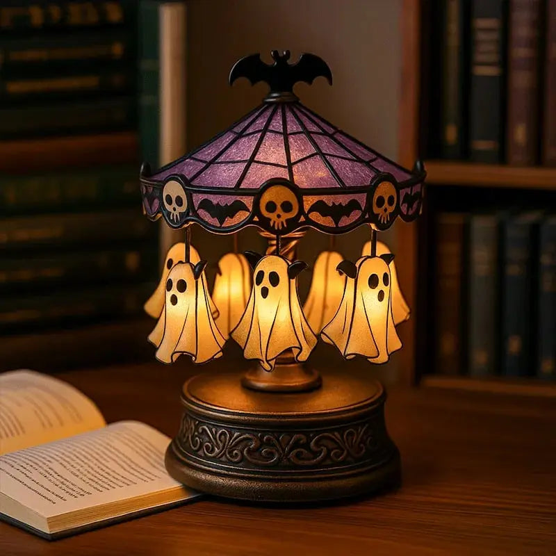 Spooky Halloween Ghost Carousel Light Decor