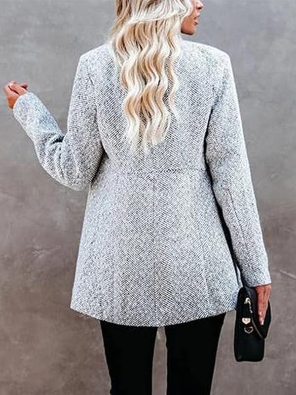 Chic Open Front Long Sleeve Coat with Pockets