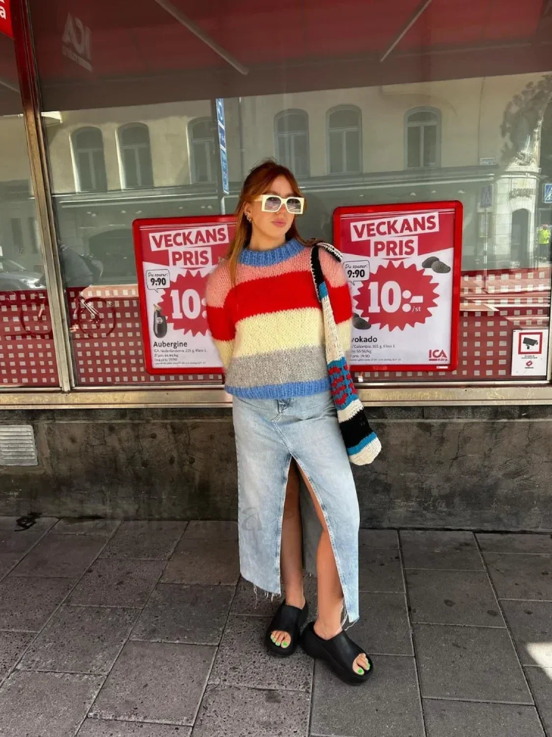 Colorful Striped Knit Pullover Sweater for Casual Chic Looks