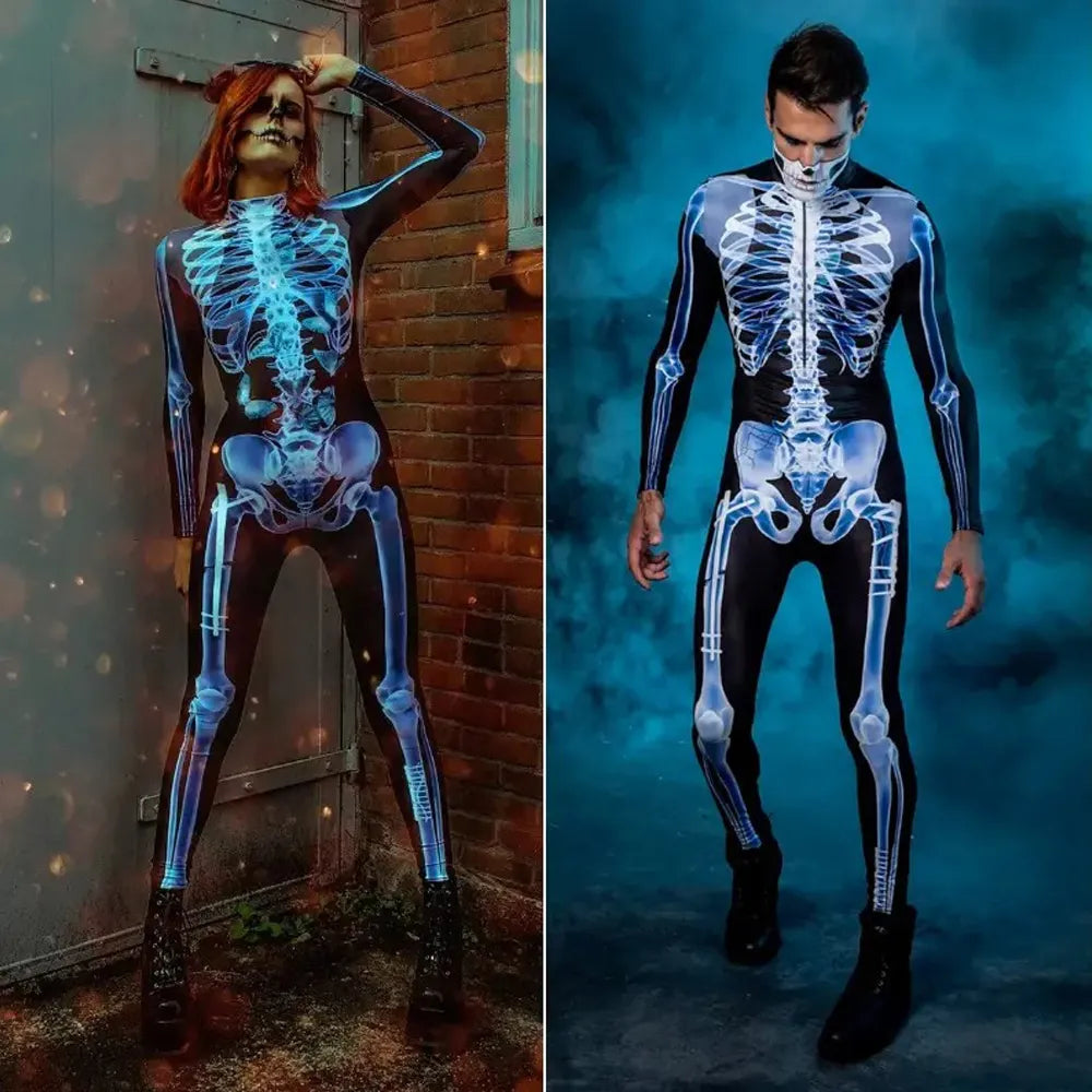 Spooky X-ray Skeleton Costume for Halloween Parties