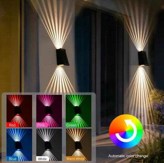 LumaGlow™ - Elegant Solar Wall Light with 4-Sided Color Glow