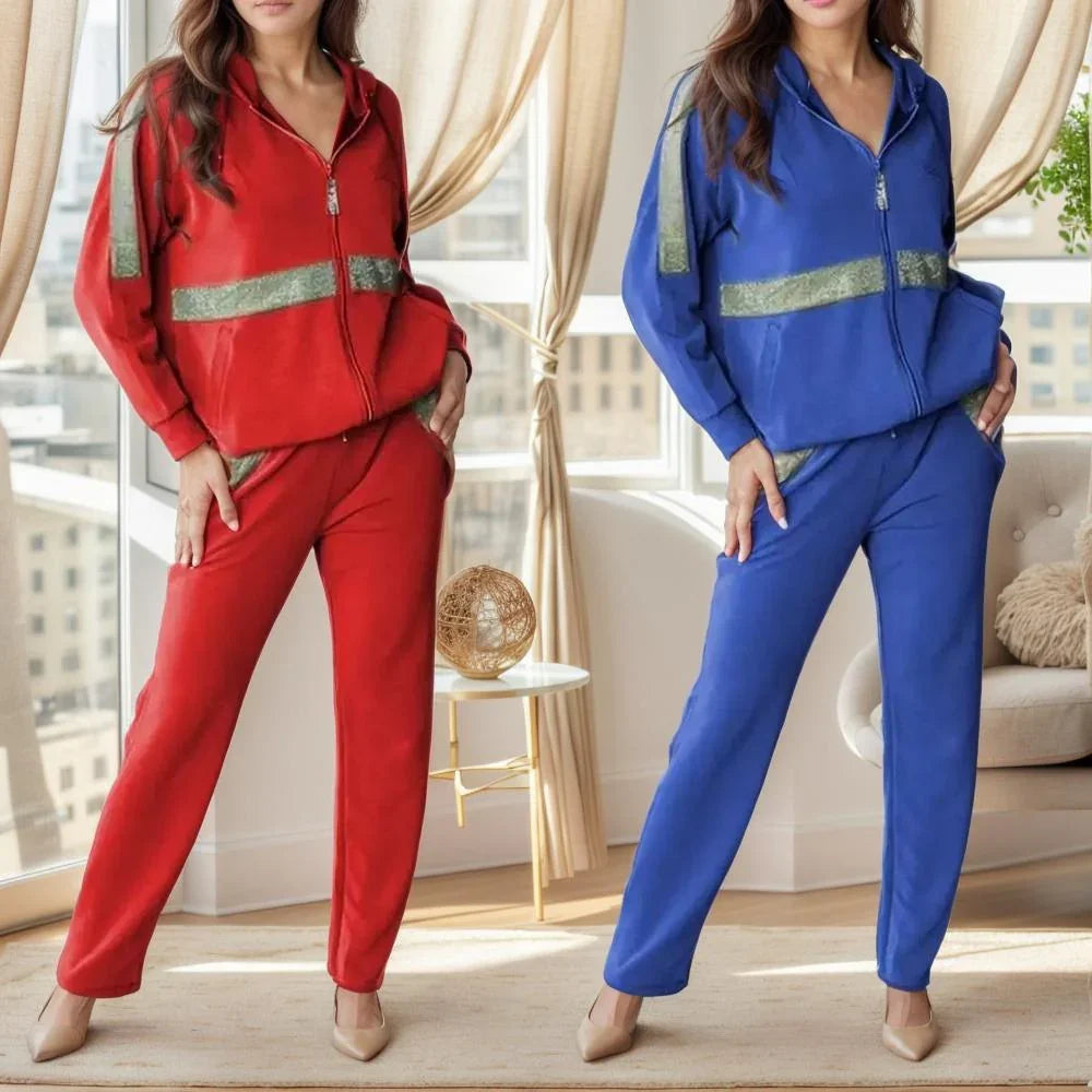 Soft Sweatshirt Set with Subtle Shine