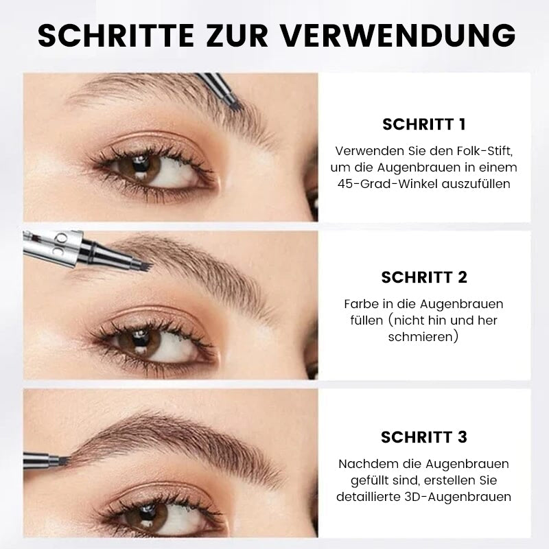 Waterproof 3D Eyebrow Pencil with Four Fork Tips