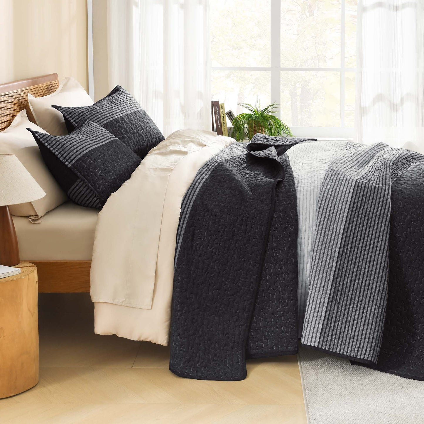 Striped Quilt Set with Cozy Cloudlike Comfort