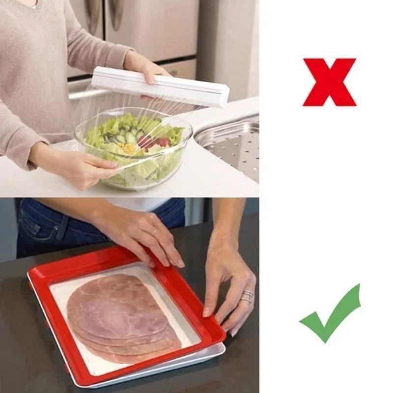 Reusable Airtight Food Storage Tray - Eco-Friendly Vacuum Seal Container
