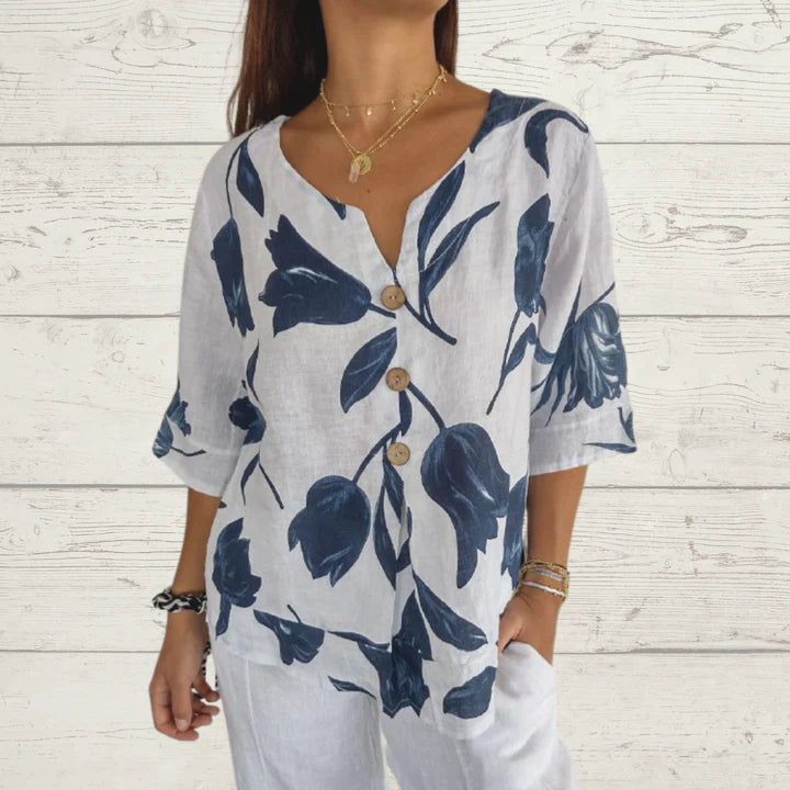 V-Neck Printed Tunic Top