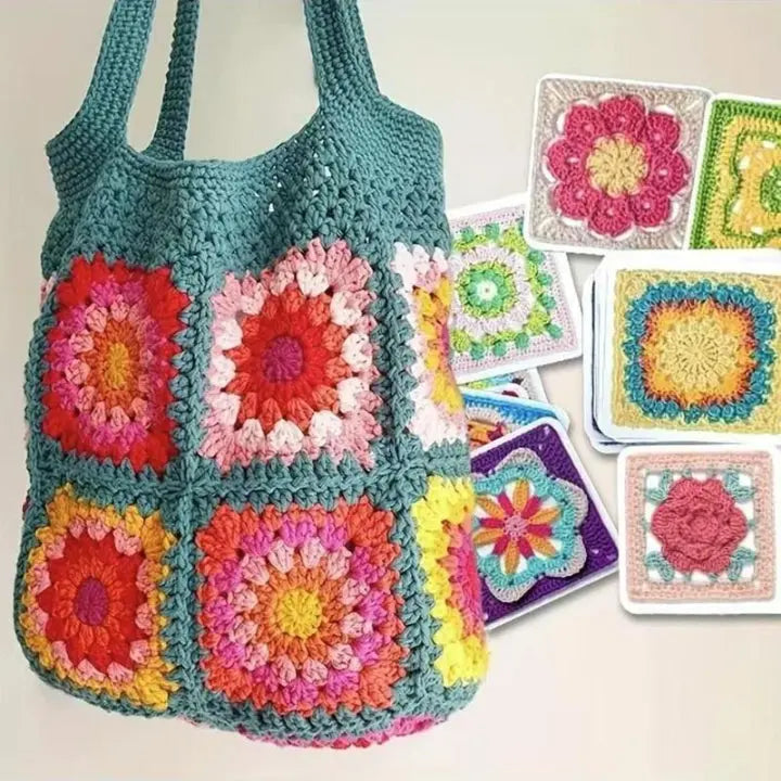 CozyNest™ - Colorful Granny Square Crochet Pattern Cards