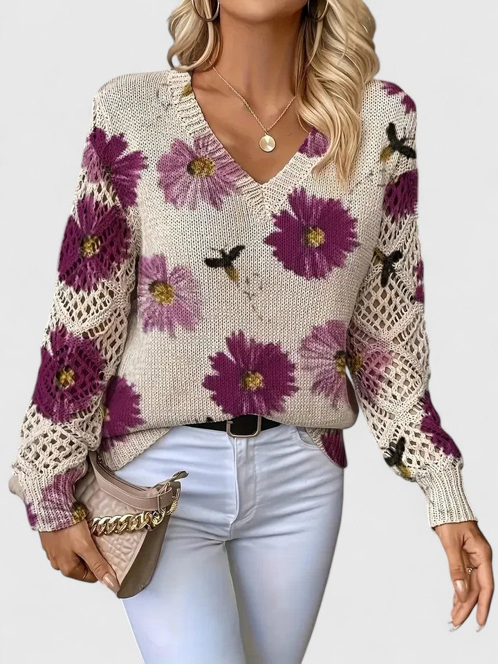 Elegant Floral Print Sweater