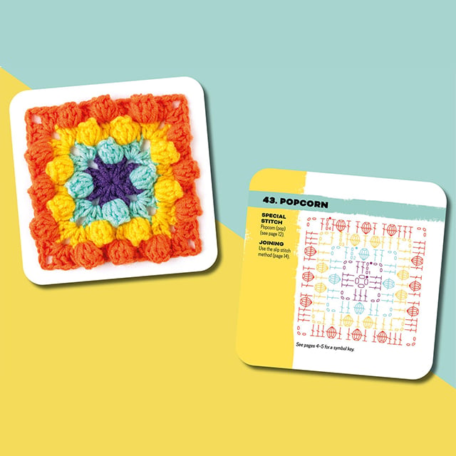 Colorful Granny Square Crochet Card Designs Set