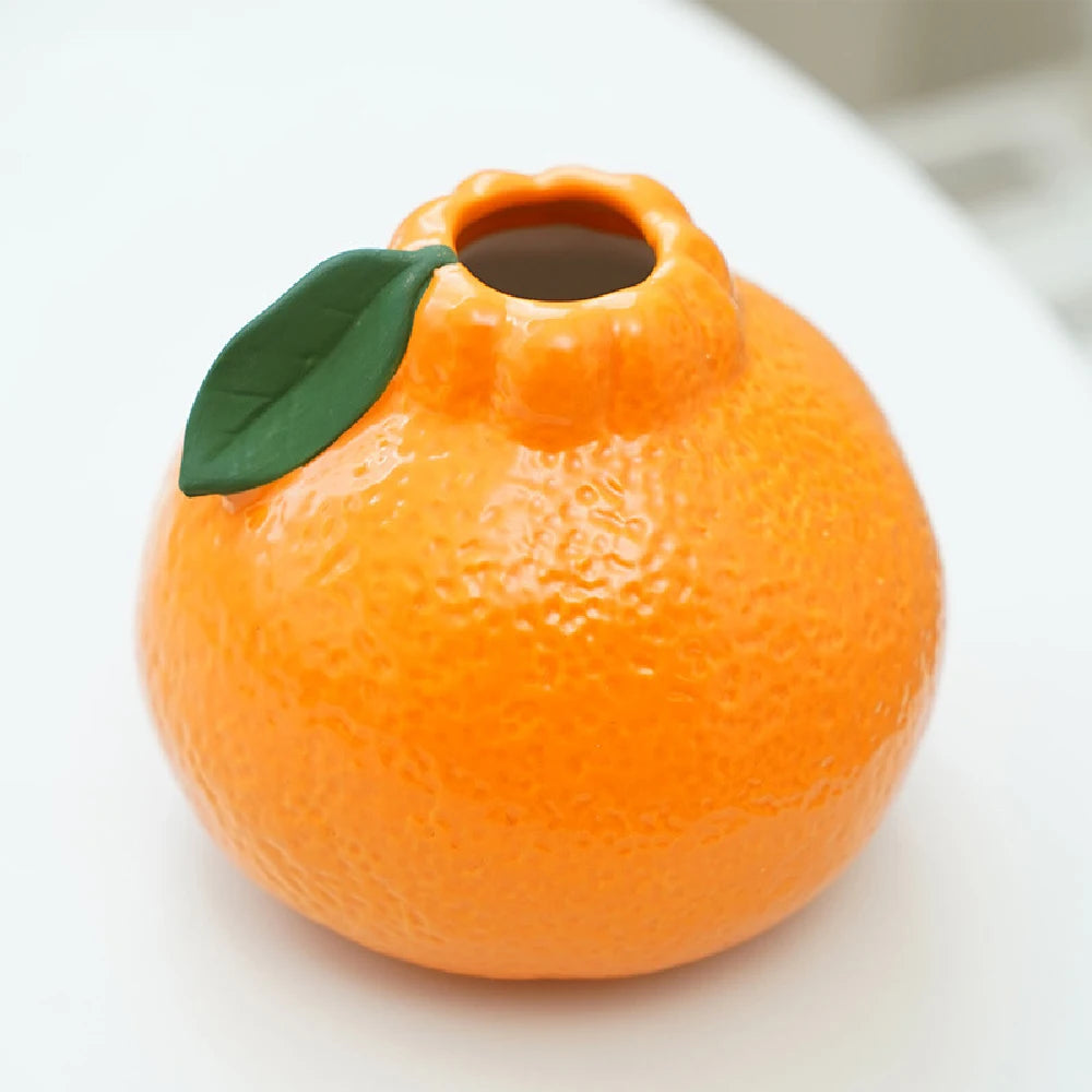 Modern Ceramic Orange Vase for Home Decor