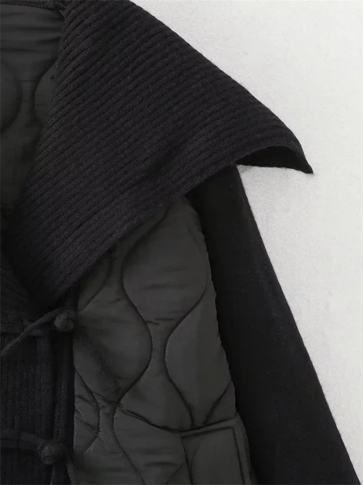 Women's Lined Jacket with Ribbed Details & Wide Collar