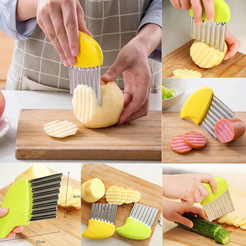 Crinkle Wavy Stainless Steel Vegetable and Fruit Slicer Cutter