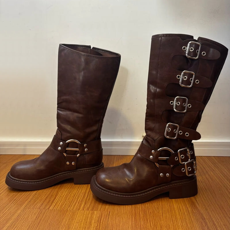 Edgy Low Heel Punk Gothic Rock Boots