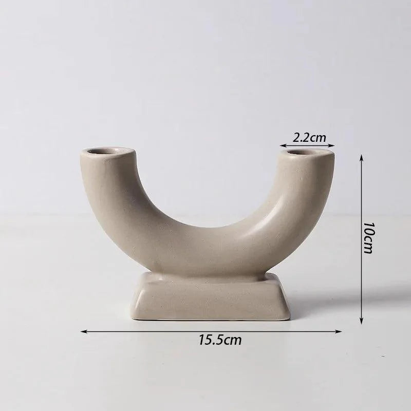 Minimalist Scandinavian Iron and Glass Candle Holder Vase