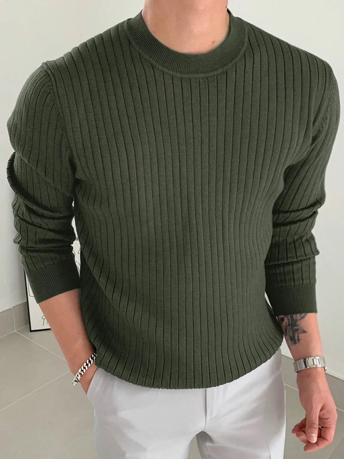 Cozy Knit Sweater for Men Soft Warm Casual Pullover
