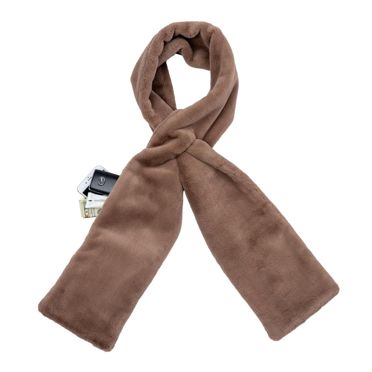 CozyNest™ - Faux Fur Pull-Through Scarf with Hidden Pocket