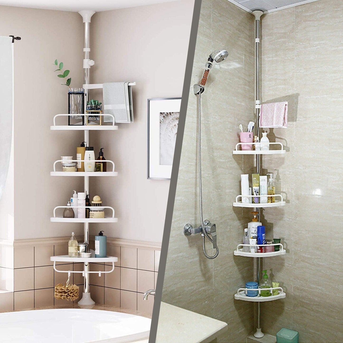 Adjustable Corner Shelf for Bathroom Storage and Organization