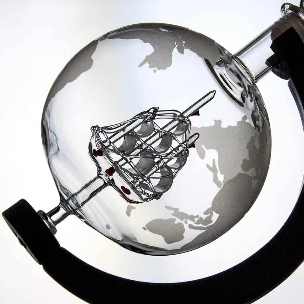 Vintage Globe Whiskey Decanter Set with Elegant Glasses