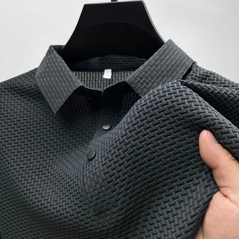 Lightweight Waffle Knit Polo Shirt