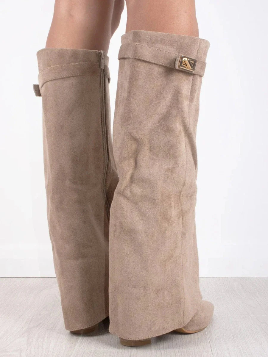 Chic Fold-Over Knee-High Boots for Women