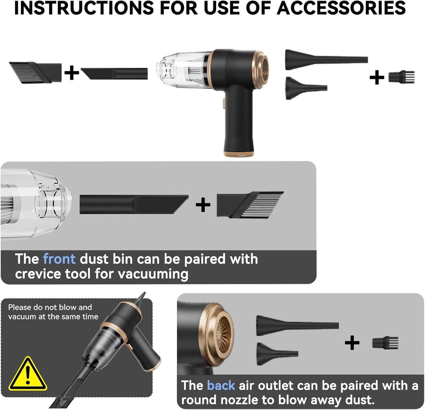 Portable Cordless Mini Vacuum Cleaner and Air Duster for Car and Home