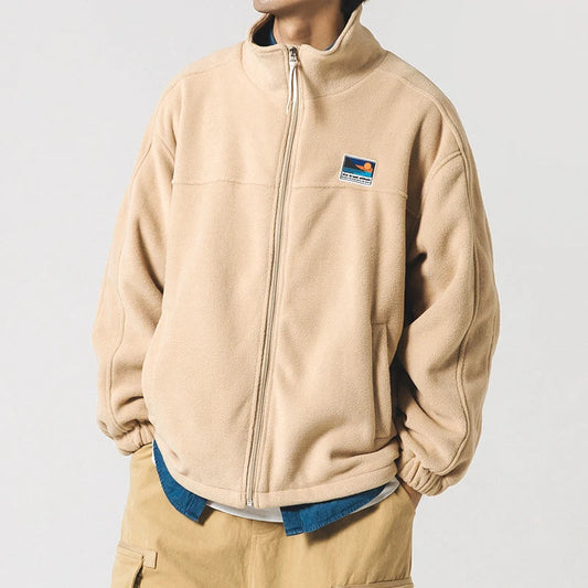 Men’s Lightweight Cotton Jacket with Stand-Up Collar and Zipper