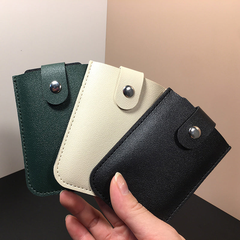 Slim Minimalist PU Leather Card Holder for Women