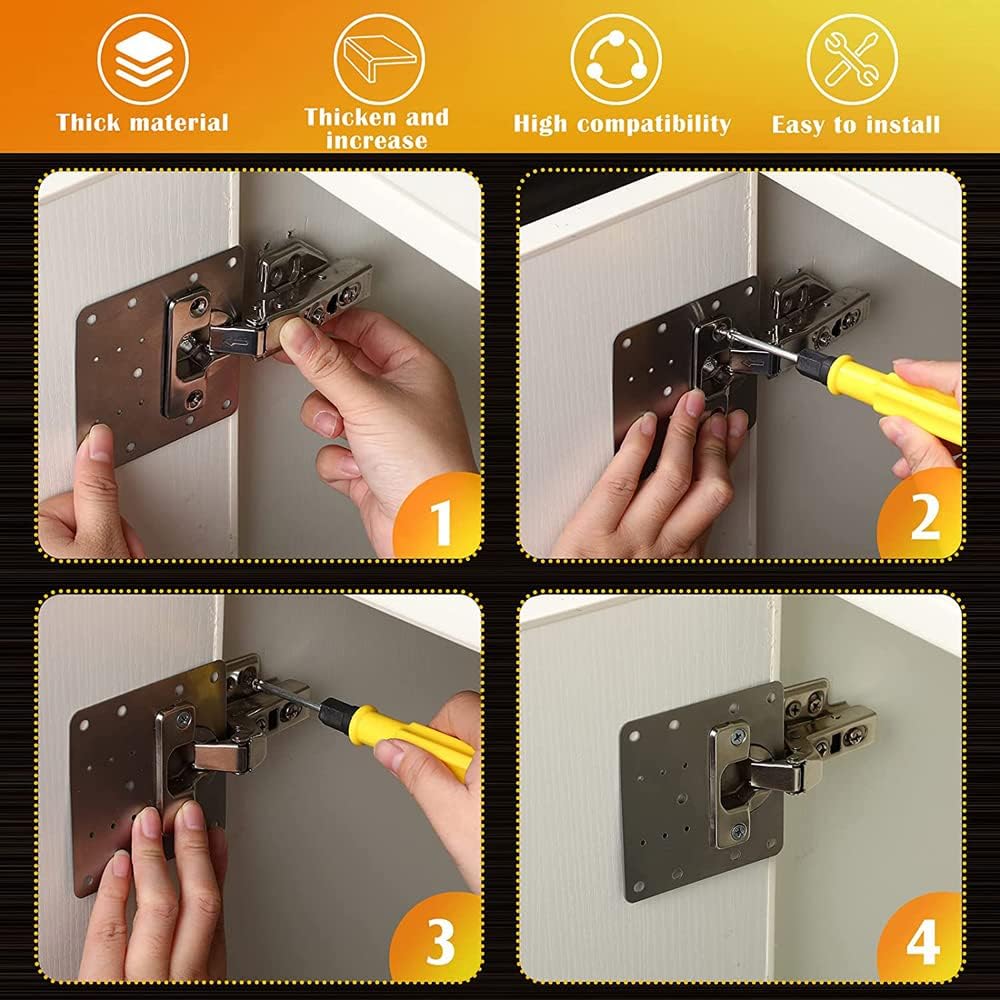 FixStrong™ - Stainless Steel Furniture Hinge Mounting Plates (10 pcs)