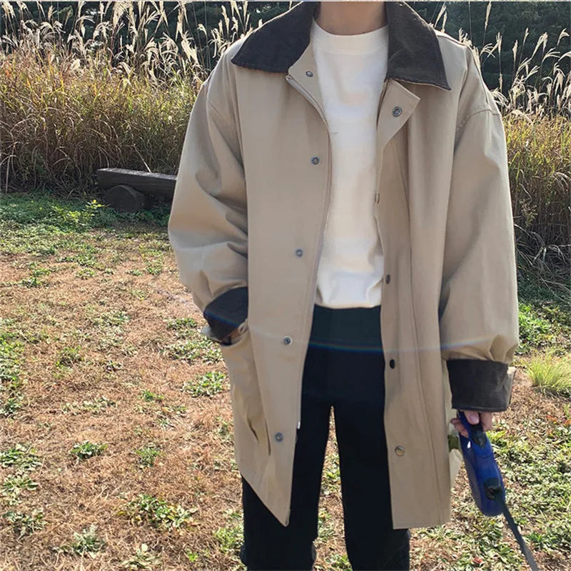 Vintage-Inspired Women's Jacket with Turn-Down Collar and Large Pockets