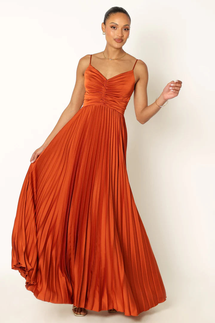 Elegant Pleated Midi Dress for Formal Occasions