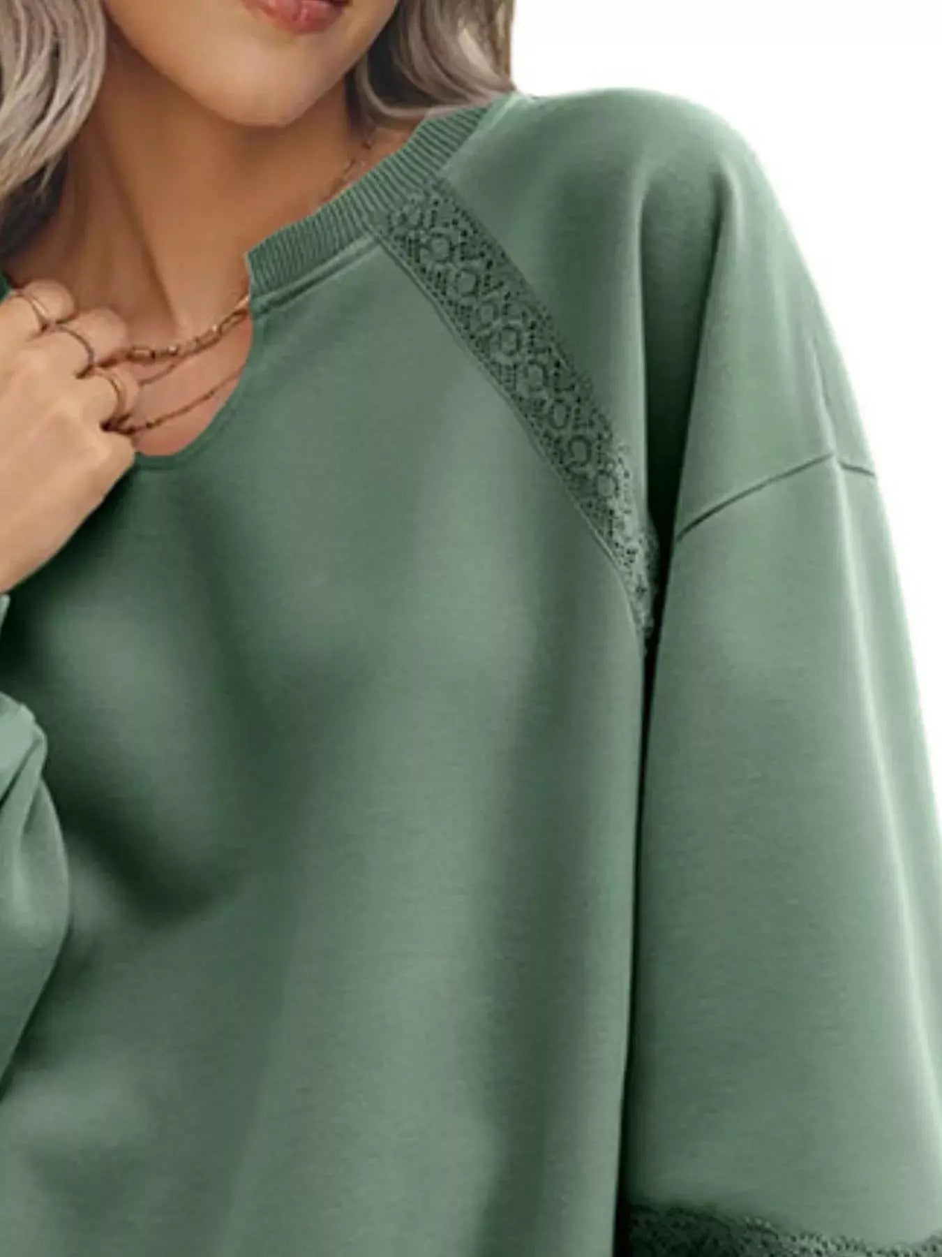 Cozy Lace Detail Sweatshirt for Casual Chic Looks