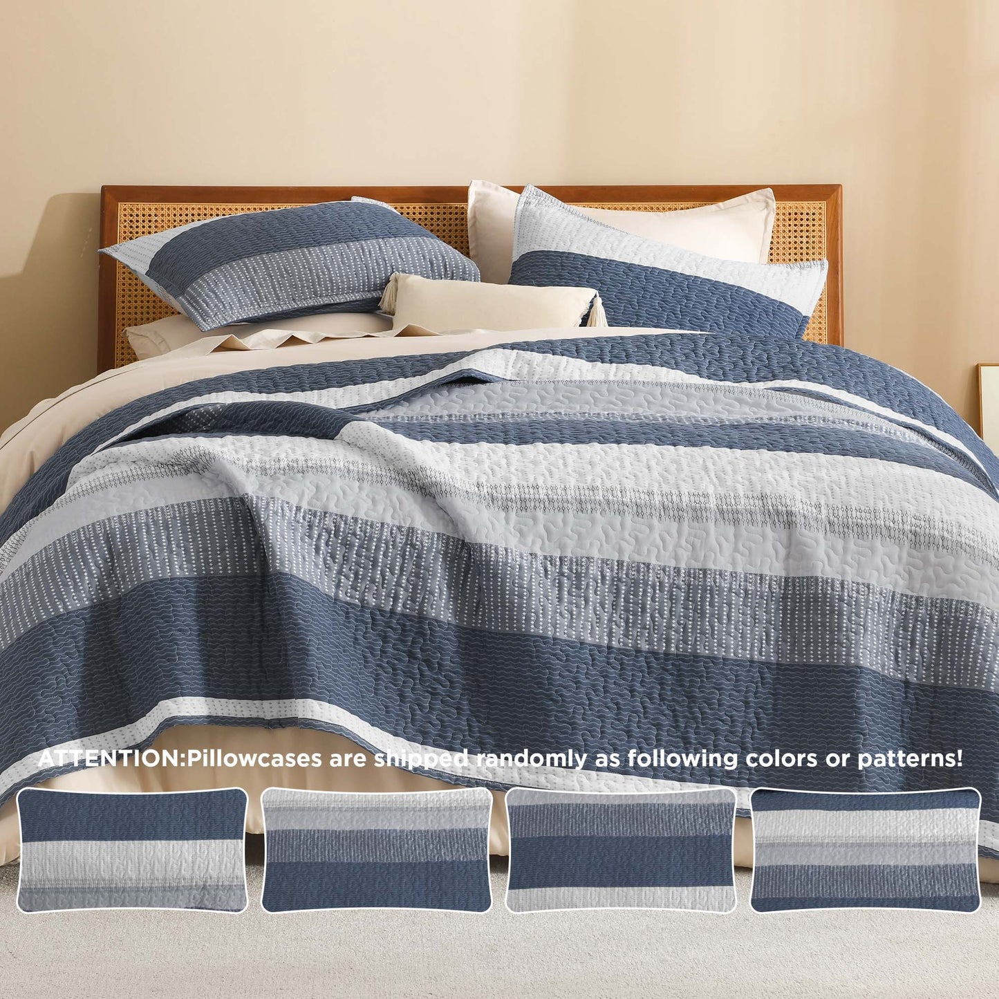 Striped Quilt Set with Cozy Cloudlike Comfort