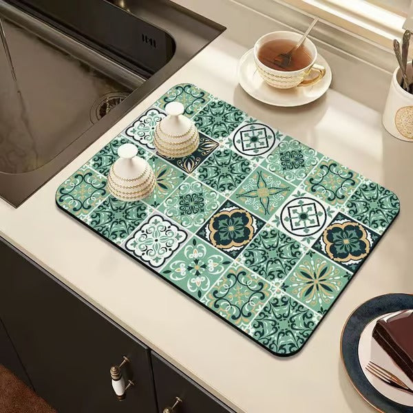 Quick Dry Water Draining Mat for Kitchen and Bathroom