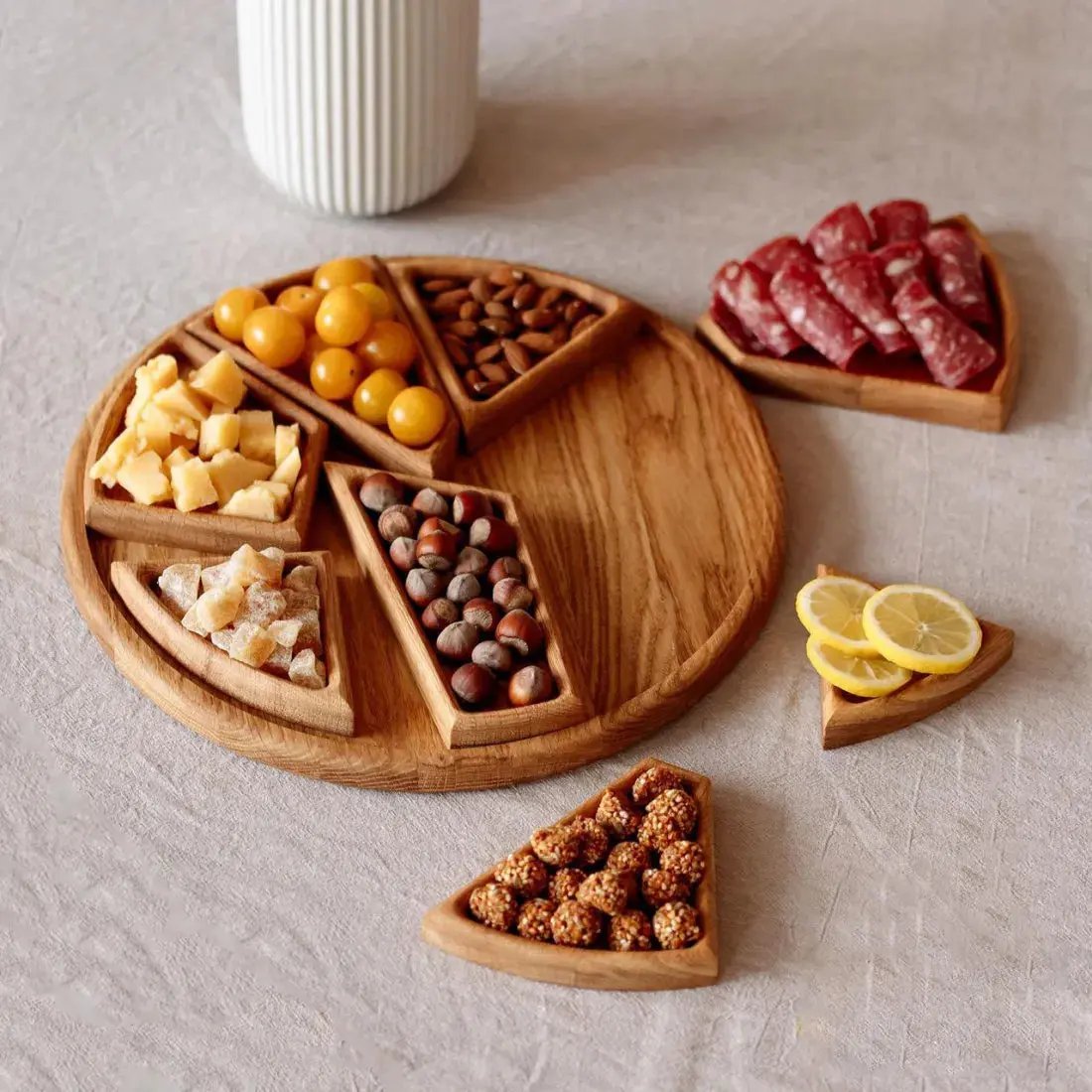 TimberEase™ - Modular Wooden Snack Serving Tray